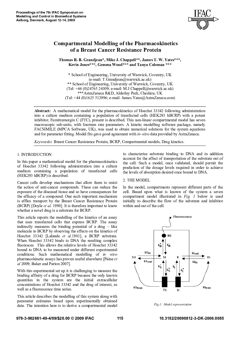 عکس صفحه اول مقاله: Compartmental Modelling of the Pharmacokinetics of a Breast Cancer Resistance Protein Compartmental Modelling of the Pharmacokinetics of a Breast Cancer Resistance Protein