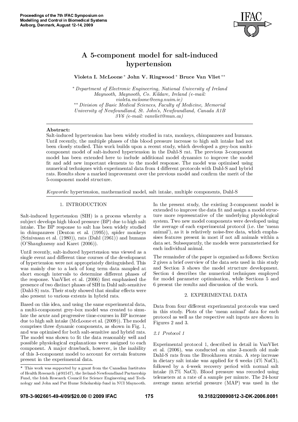 A 5-component model for salt-induced hypertension 