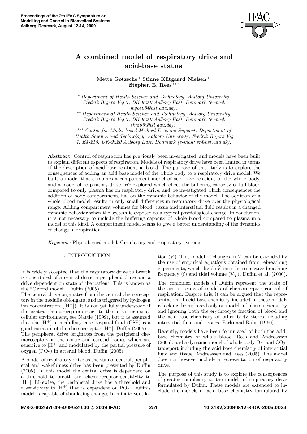 A combined model of respiratory drive and acid-base status