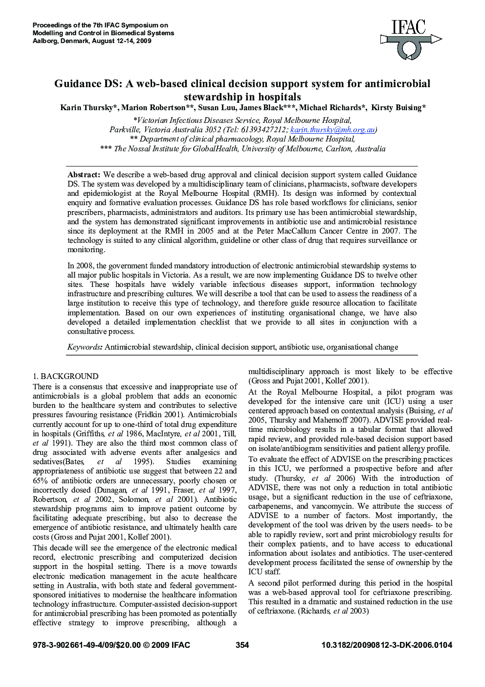 عکس صفحه اول مقاله: Guidance DS: A web-based clinical decision support system for antimicrobial stewardship in hospitals Guidance DS: A web-based clinical decision support system for antimicrobial stewardship in hospitals