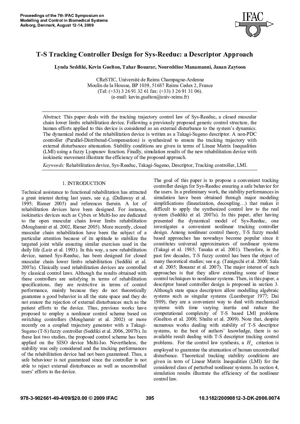 عکس صفحه اول مقاله: T-S Tracking Controller Design for Sys-Reeduc: a Descriptor Approach T-S Tracking Controller Design for Sys-Reeduc: a Descriptor Approach