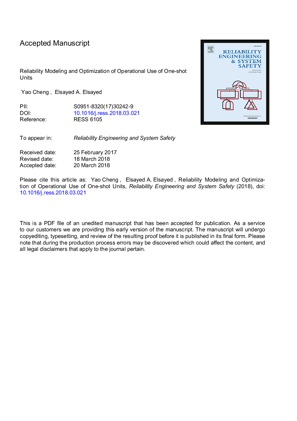 Reliability modeling and optimization of operational use of one-shot units