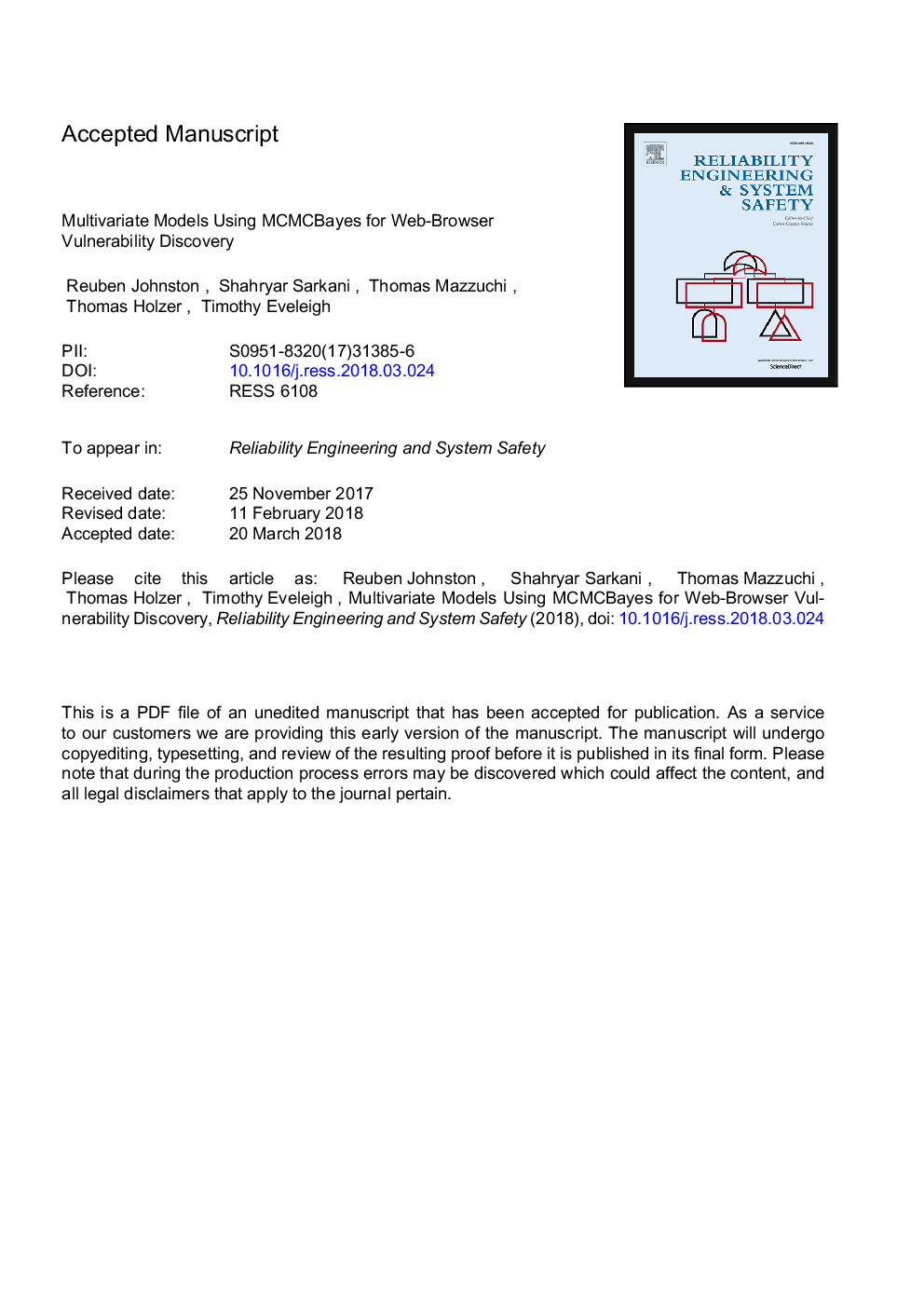 Multivariate models using MCMCBayes for web-browser vulnerability discovery