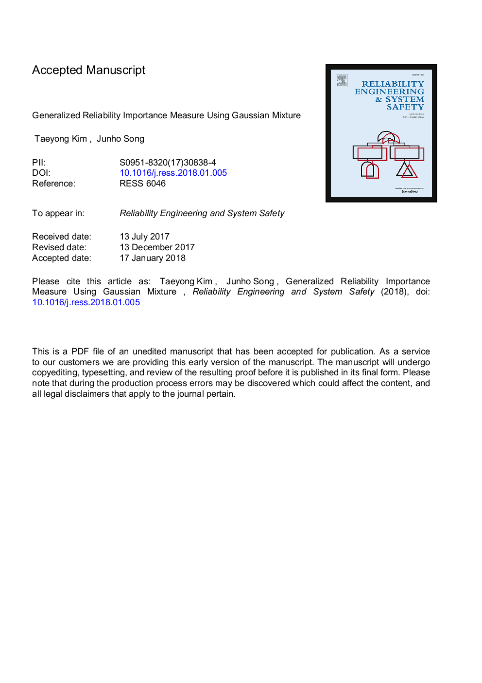 عکس صفحه اول مقاله: Generalized Reliability Importance Measure (GRIM) using Gaussian mixture Generalized Reliability Importance Measure (GRIM) using Gaussian mixture