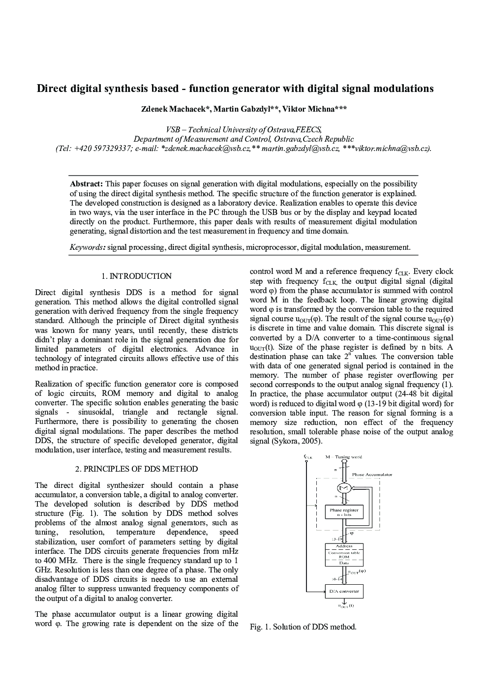 Direct digital synthesis based - function generator with digital signal modulations