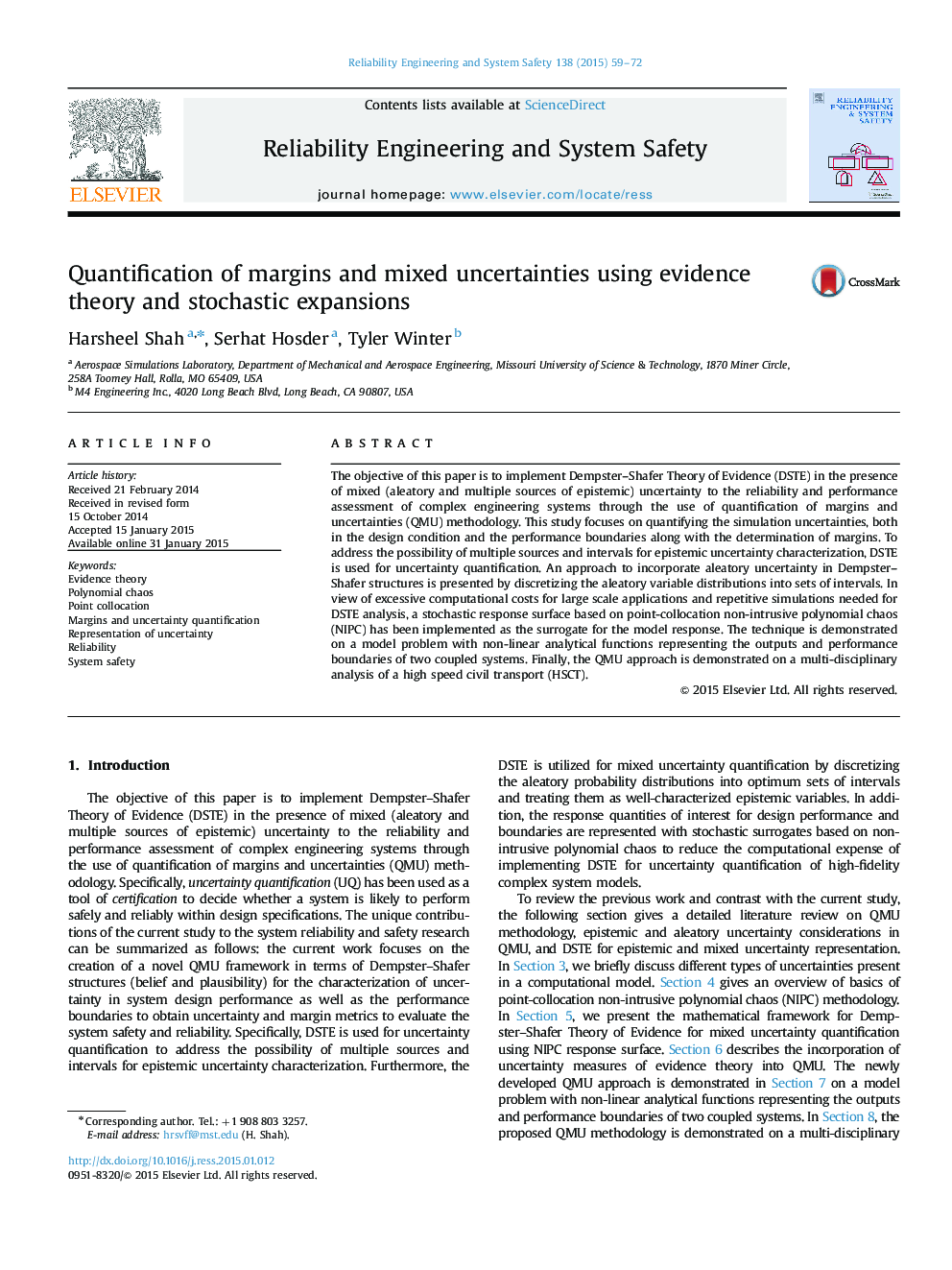 Quantification of margins and mixed uncertainties using evidence theory and stochastic expansions