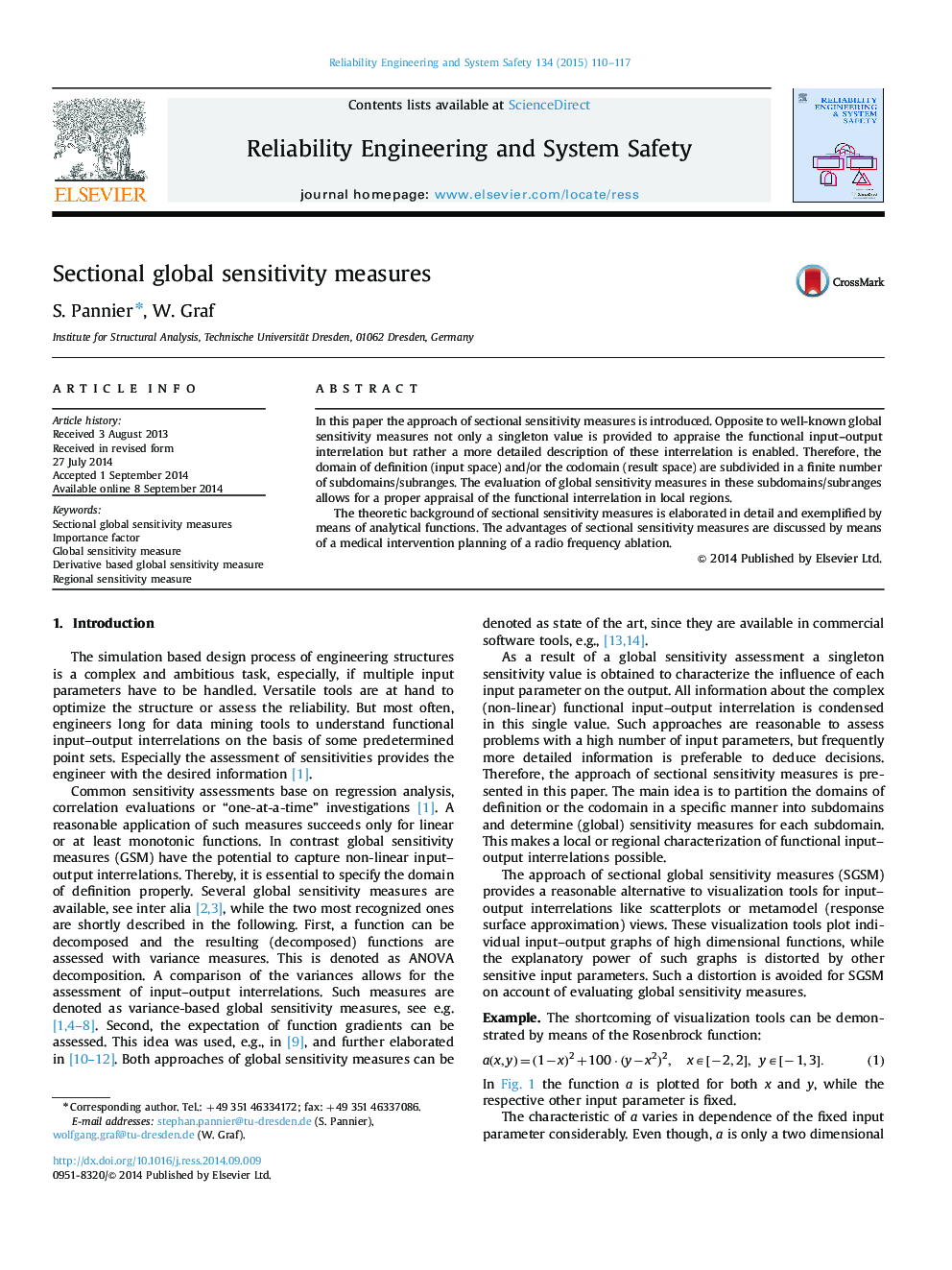 Sectional global sensitivity measures