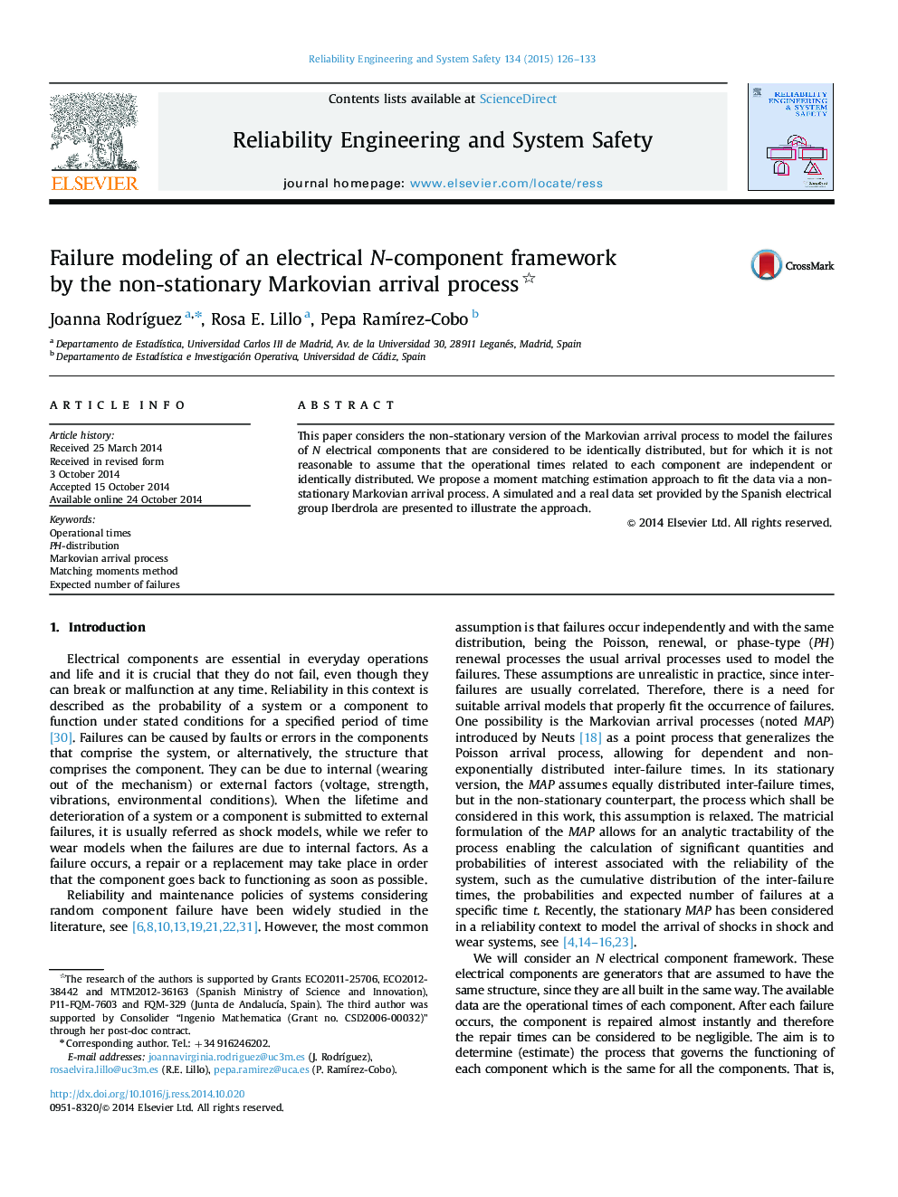 Failure modeling of an electrical N-component framework by the non-stationary Markovian arrival process