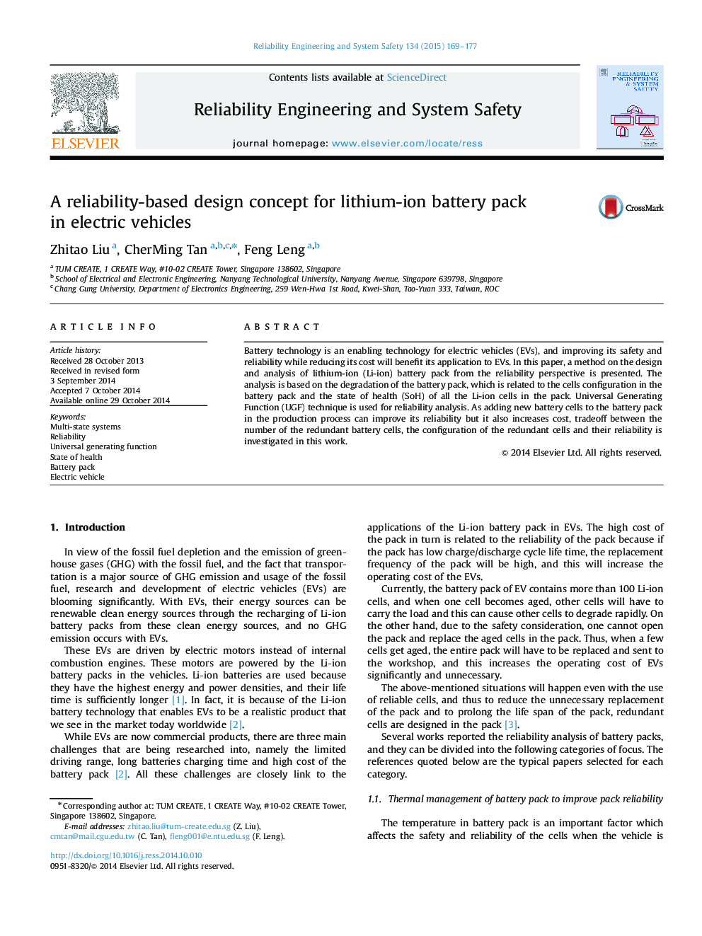 A reliability-based design concept for lithium-ion battery pack in electric vehicles