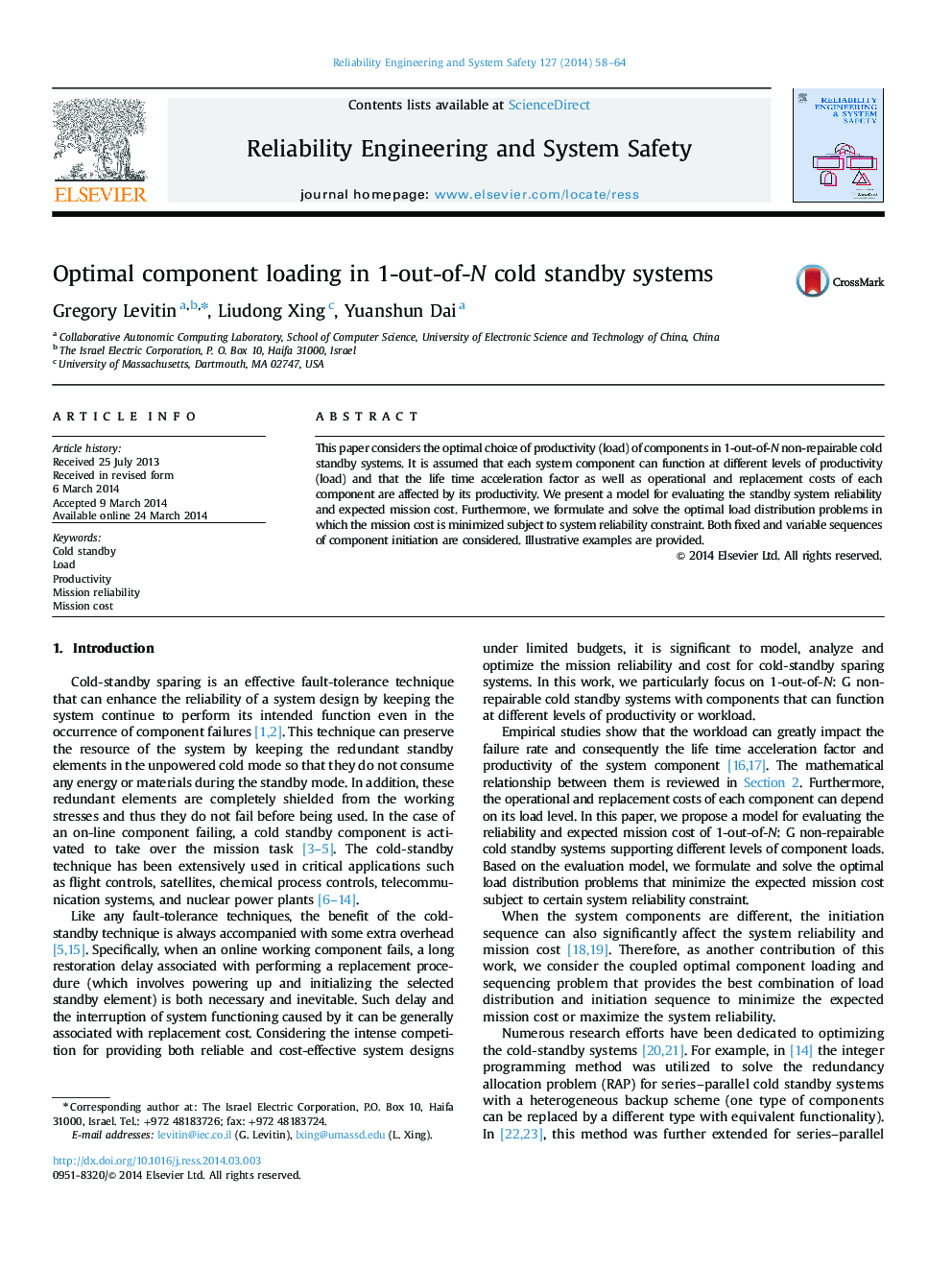 Optimal component loading in 1-out-of-N cold standby systems