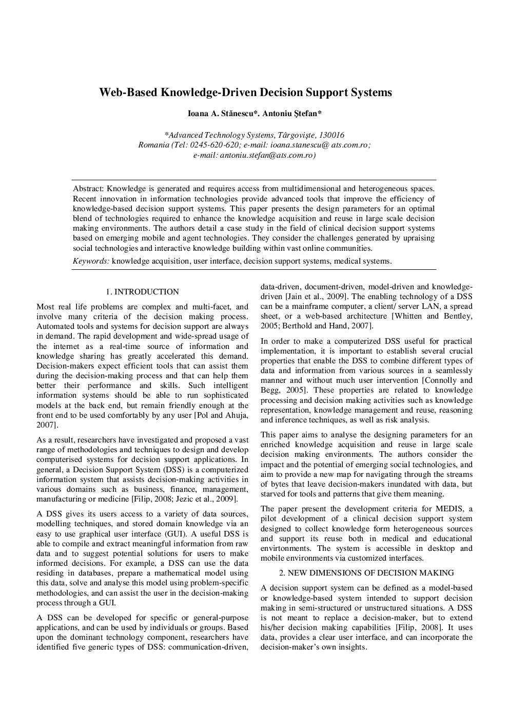 Web-Based Knowledge-Driven Decision Support Systems