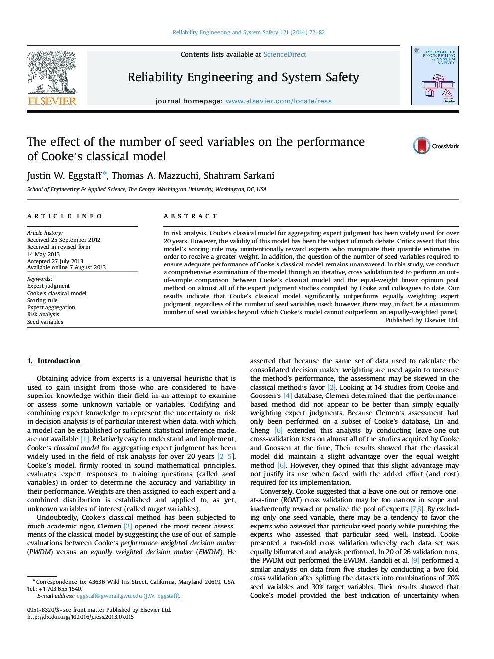 The effect of the number of seed variables on the performance of Cookeâ²s classical model