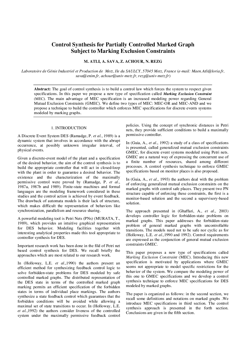 Control Synthesis for Partially Controlled Marked Graph Subject to Marking Exclusion Constraints