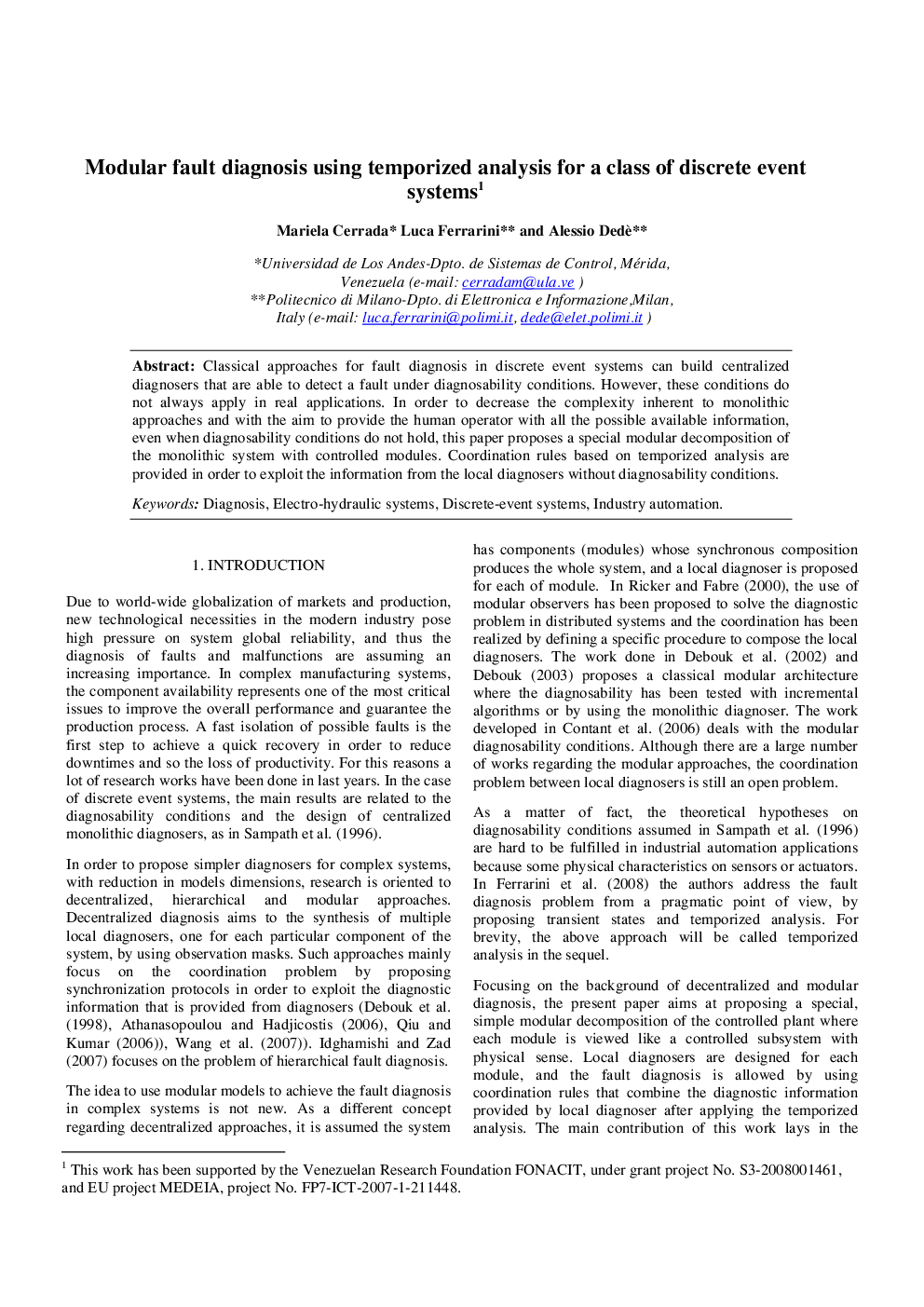 Modular fault diagnosis using temporized analysis for a class of discrete event systems