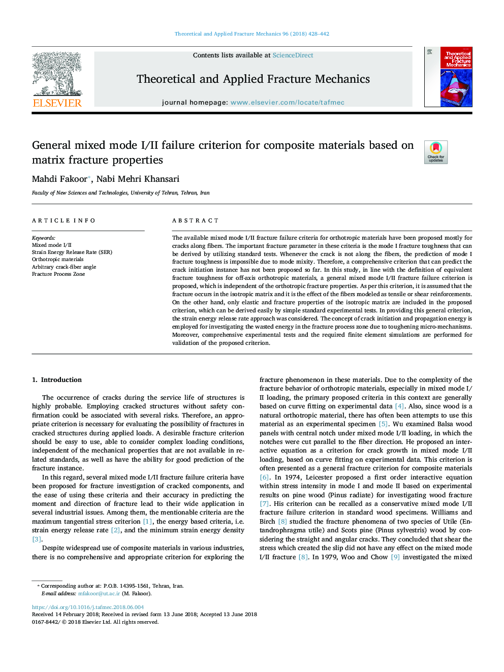 General mixed mode I/II failure criterion for composite materials based on matrix fracture properties