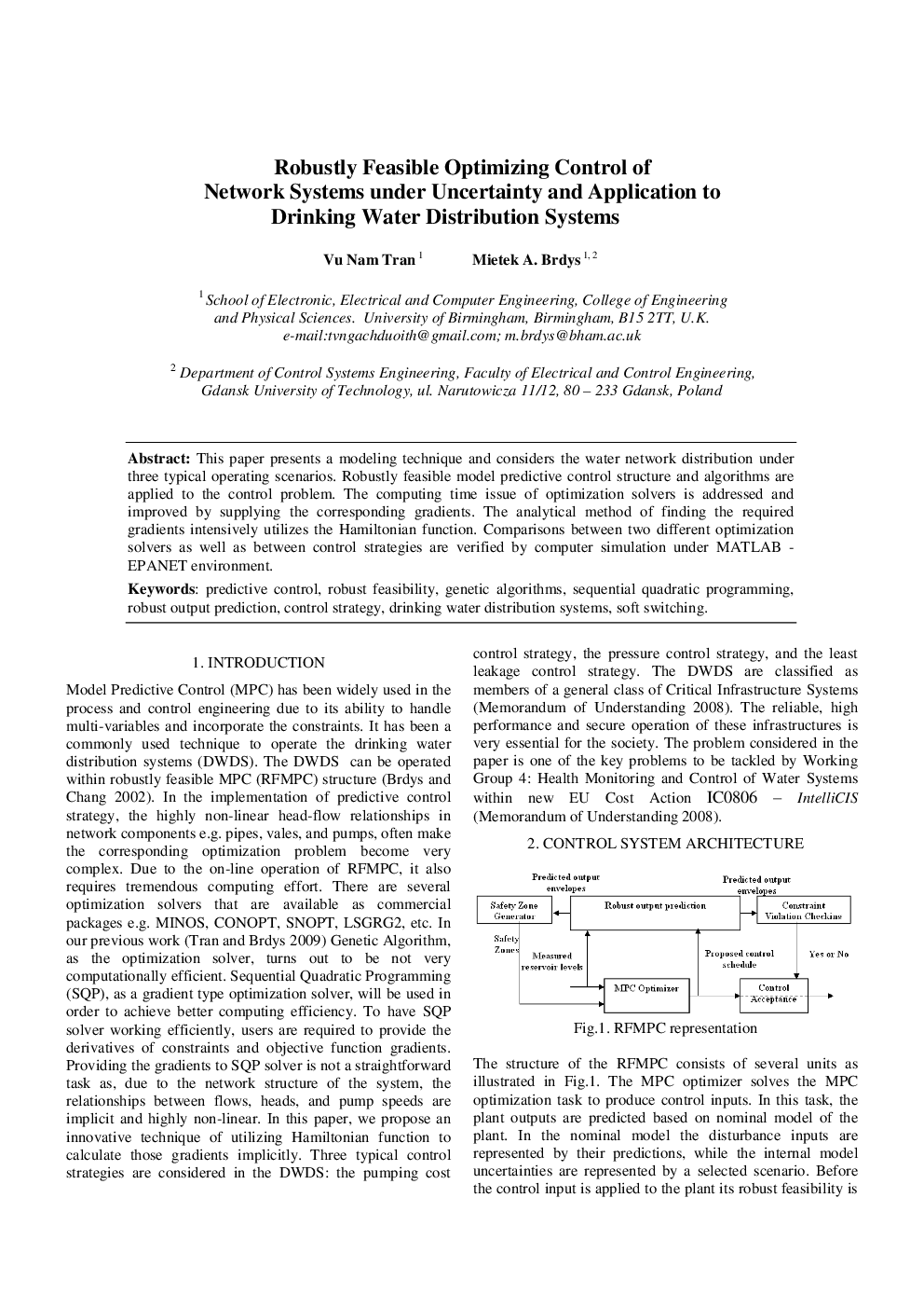 Robustly Feasible Optimizing Control of Network Systems under Uncertainty and Application to Drinking Water Distribution Systems