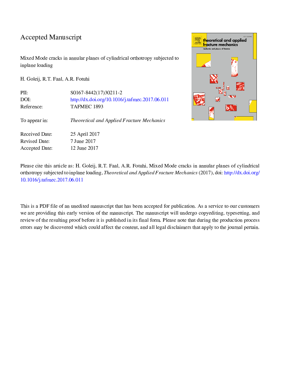 Mixed mode cracks in annular planes of cylindrical orthotropy subjected to inplane loading