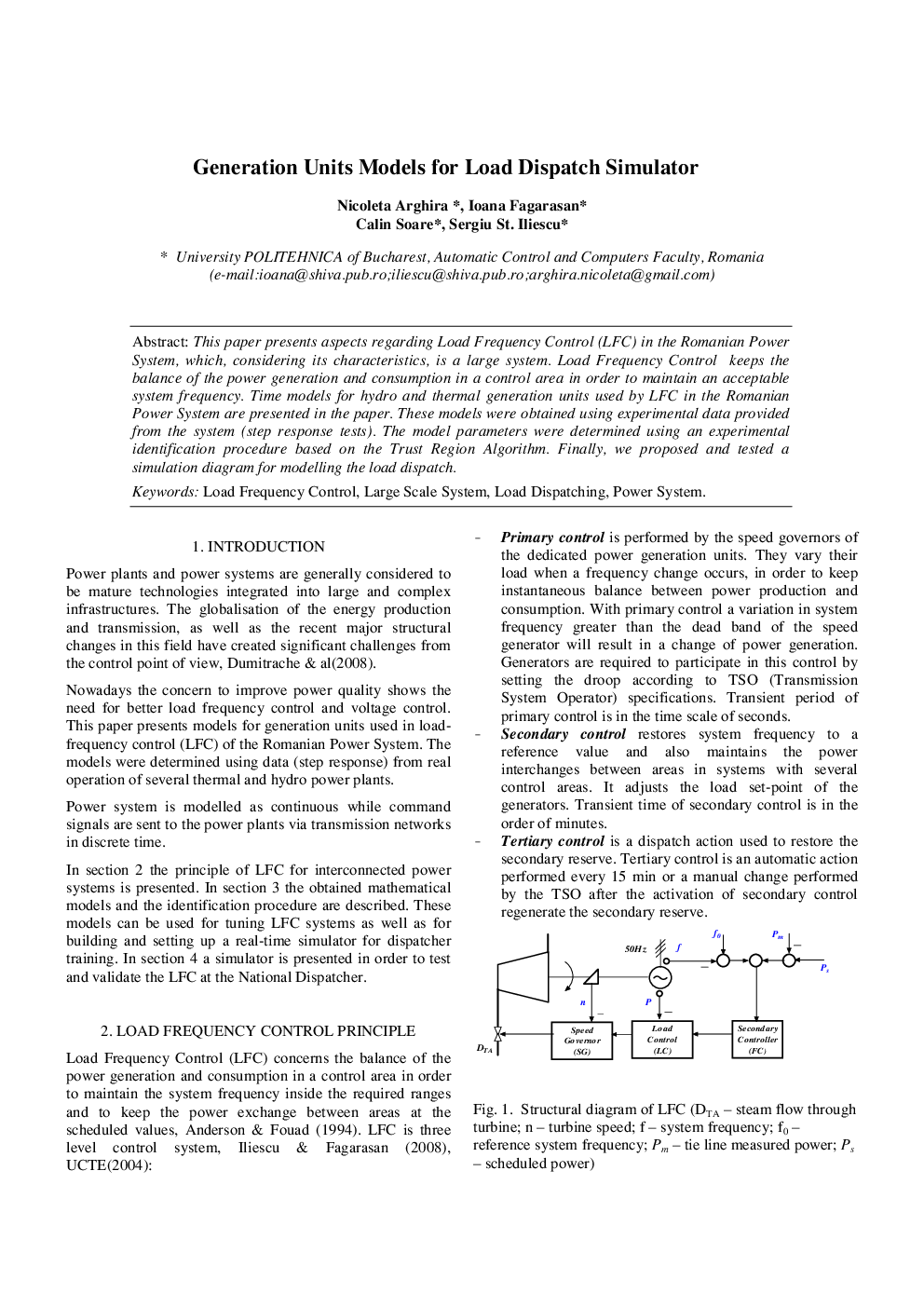 عکس صفحه اول مقاله: Generation Units Models for Load Dispatch Simulator Generation Units Models for Load Dispatch Simulator