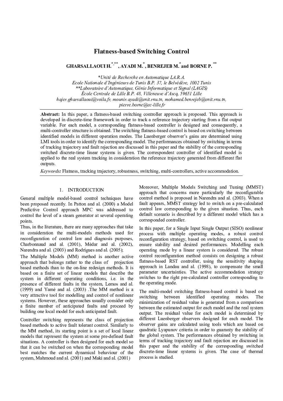 Flatness-based Switching Control