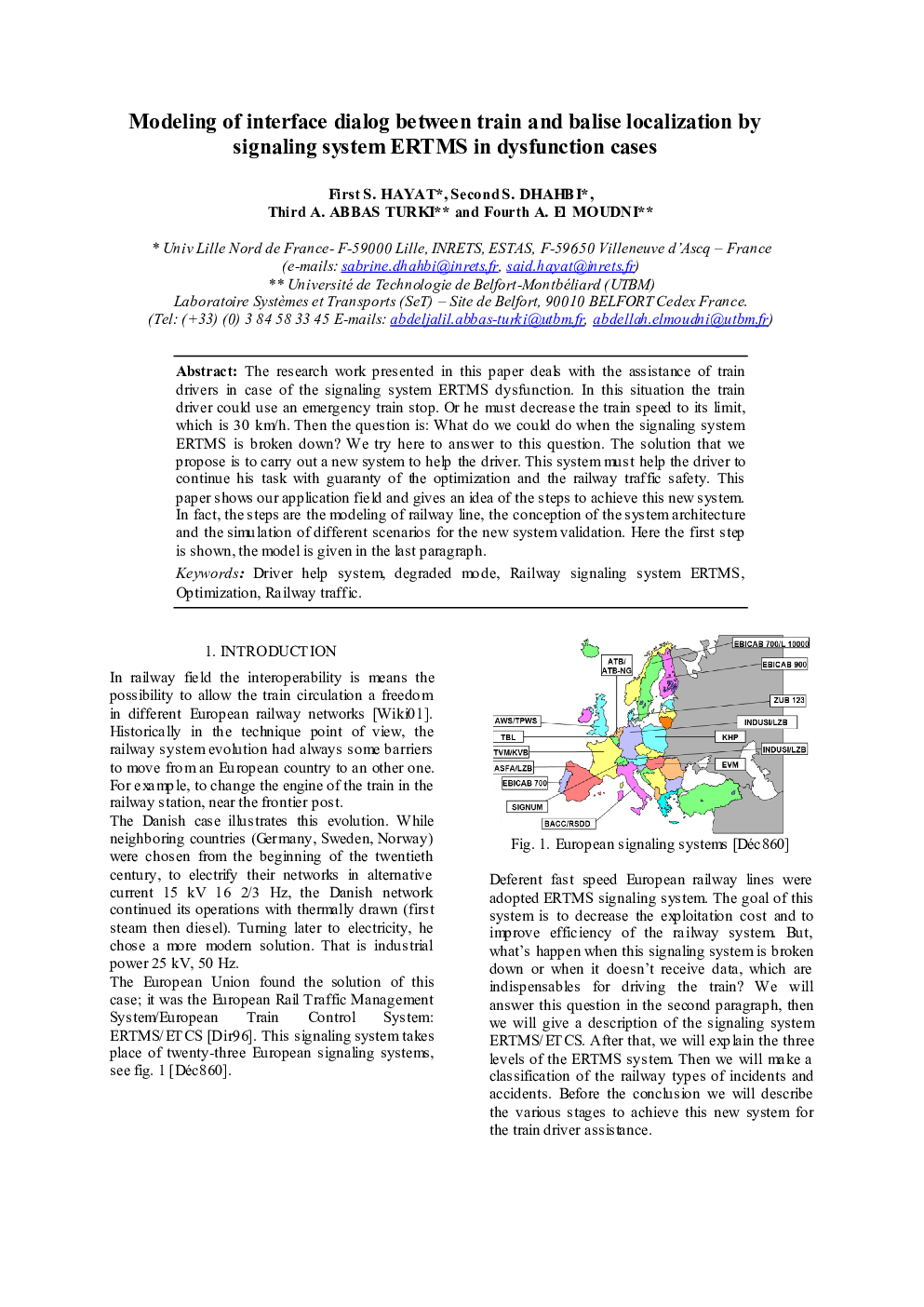 Modeling of interface dialog between train and balise localization by signaling system ERTMS in dysfunction cases
