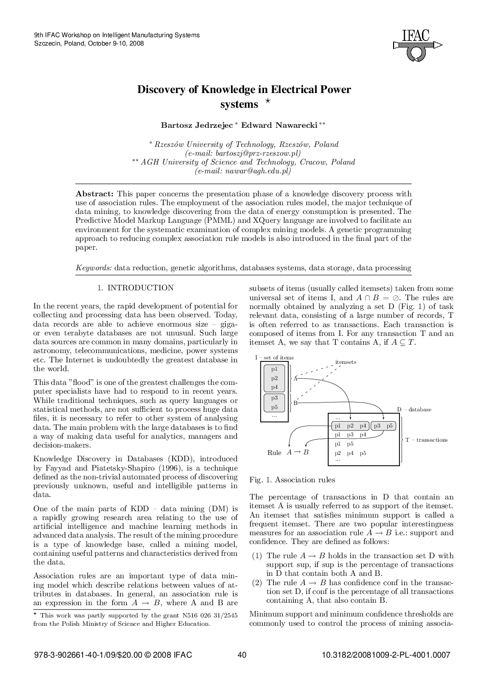 عکس صفحه اول مقاله: Discovery of Knowledge in Electrical Power systems* Discovery of Knowledge in Electrical Power systems*