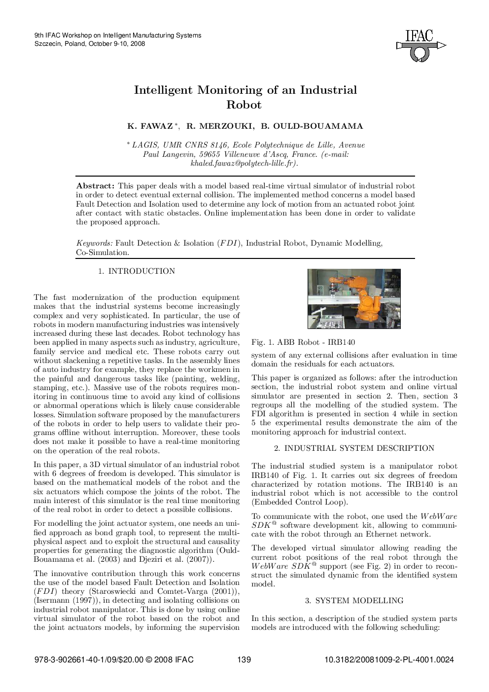 Intelligent Monitoring of an Industrial Robot
