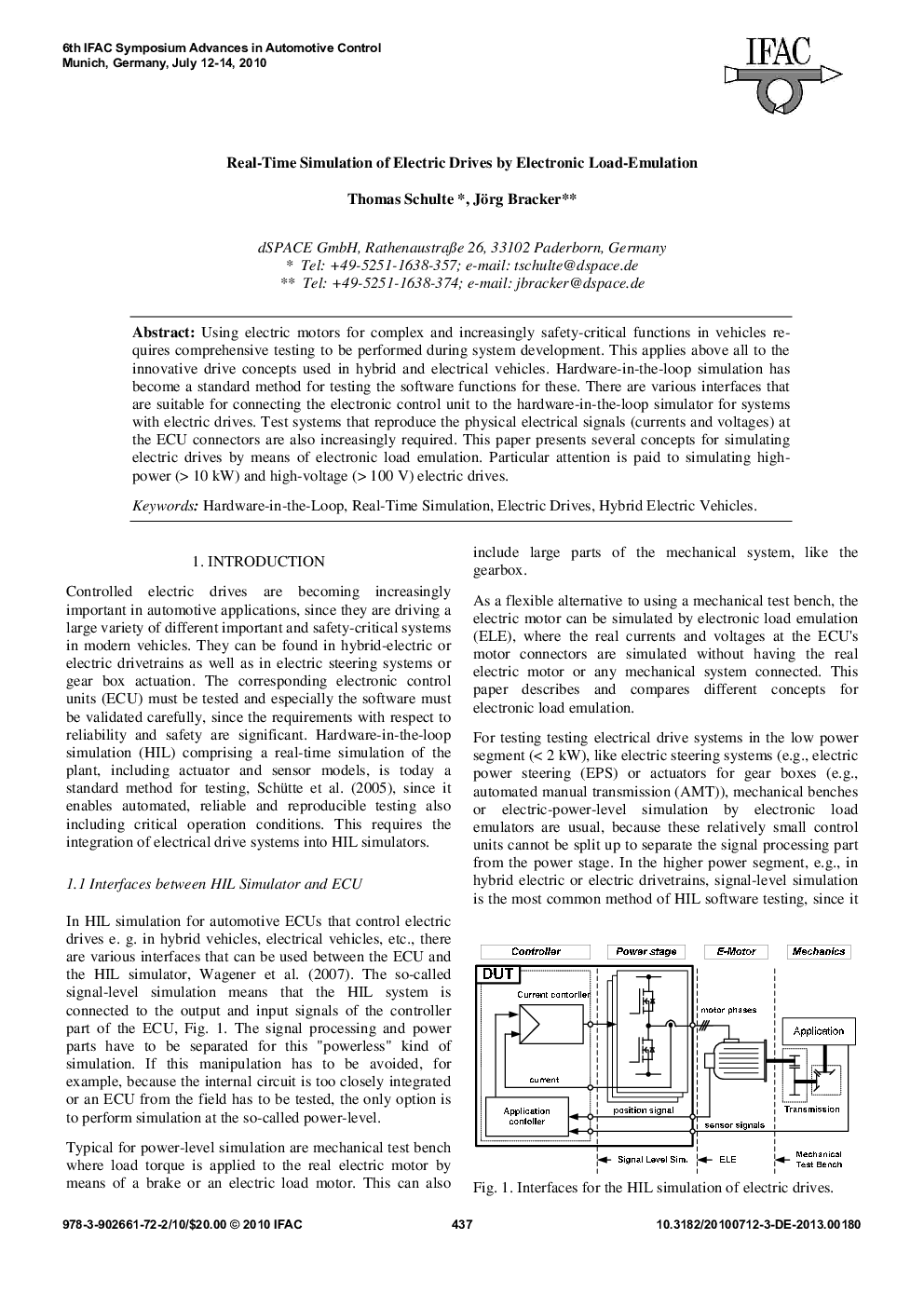 Real-Time Simulation of Electric Drives by Electronic Load-Emulation