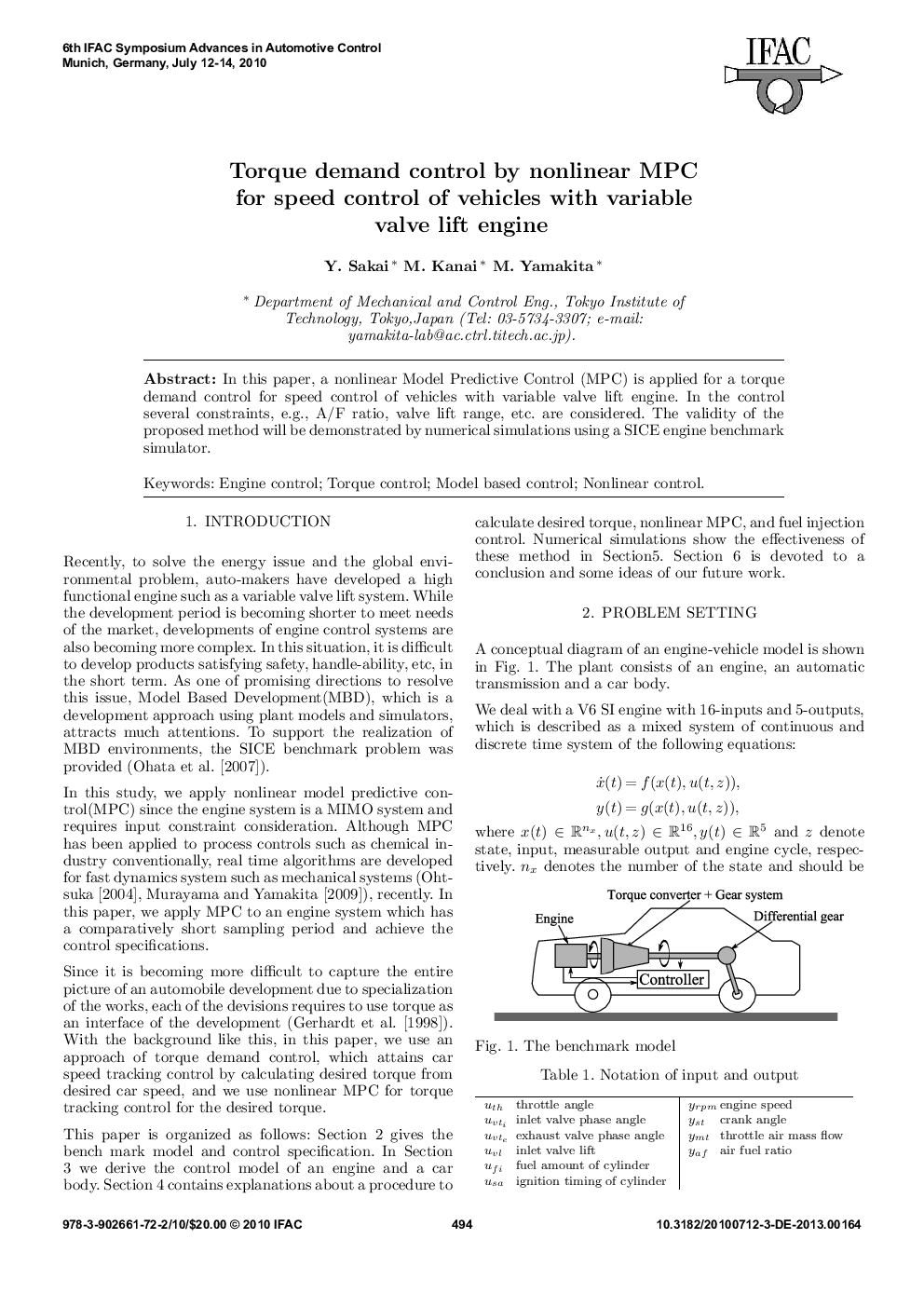 Torque demand control by nonlinear MPC for speed control of vehicles with variable valve lift engine