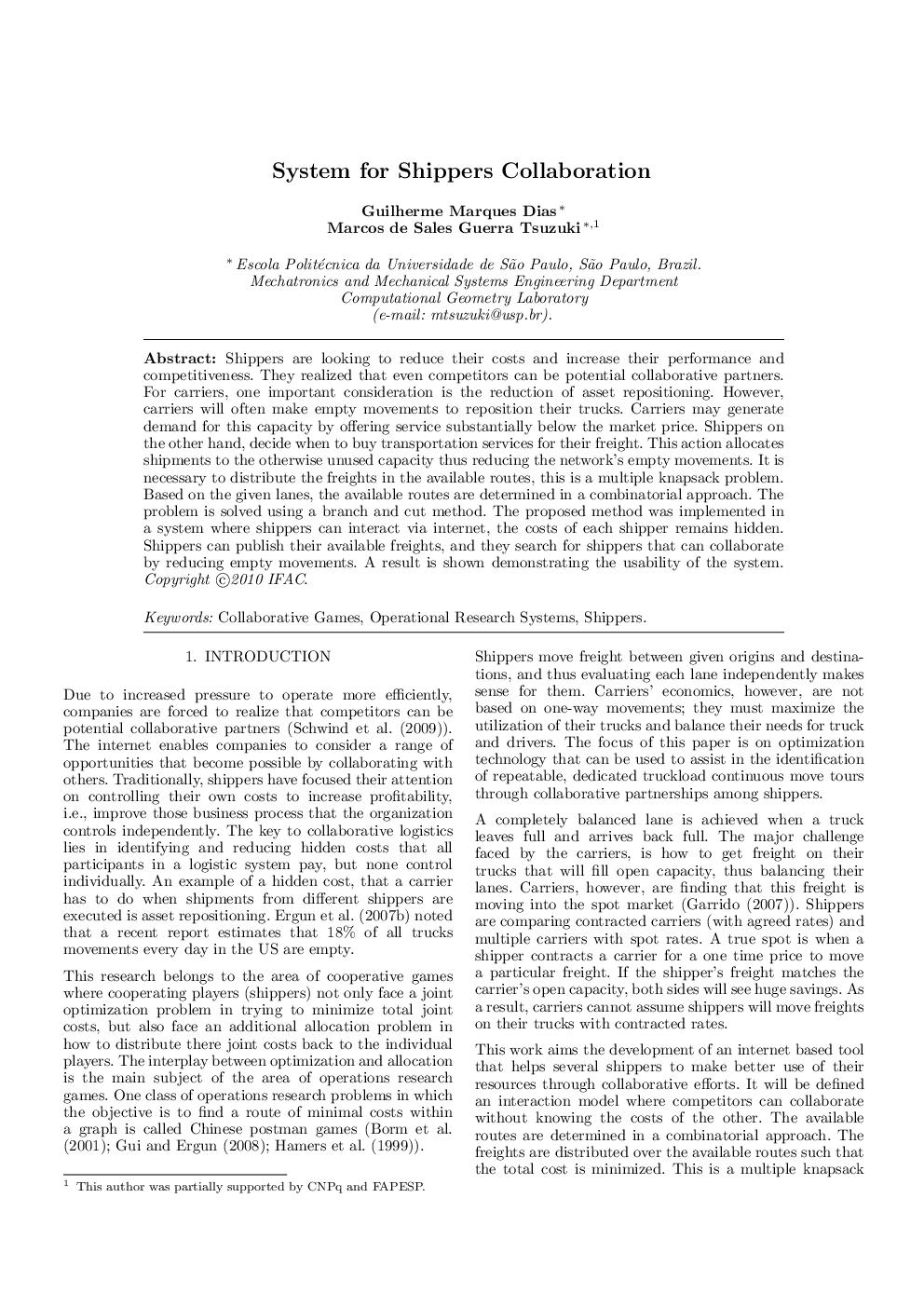 System for Shippers Collaboration