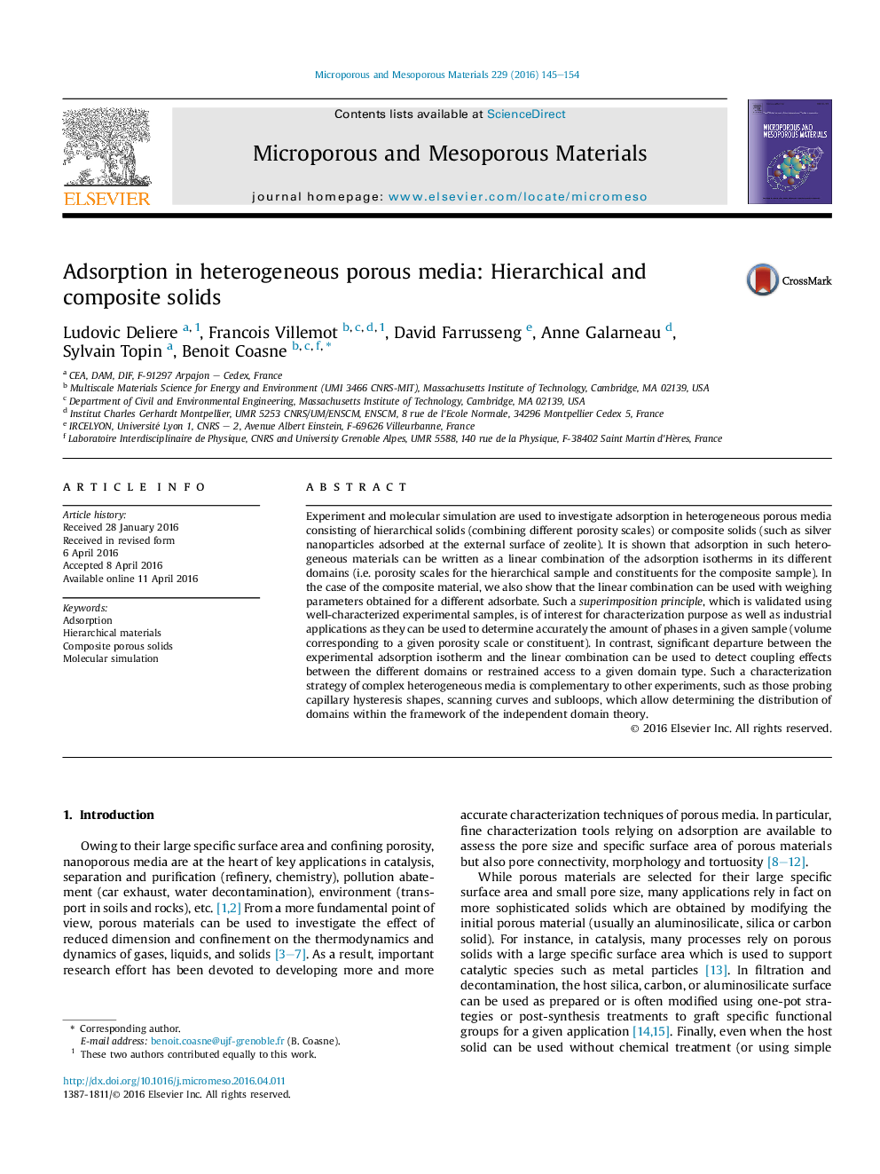 Adsorption in heterogeneous porous media: Hierarchical and composite solids