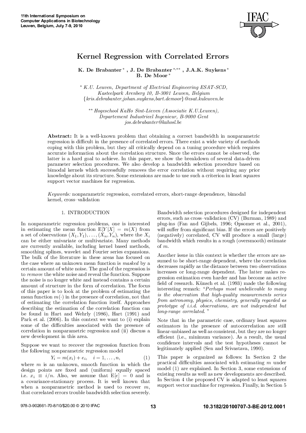 Kernel Regression with Correlated Errors