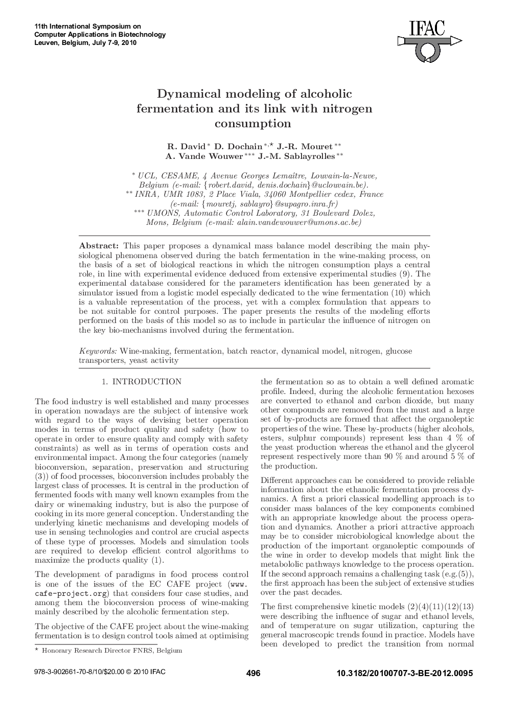 Dynamical modeling of alcoholic fermentation and its link with nitrogen consumption 