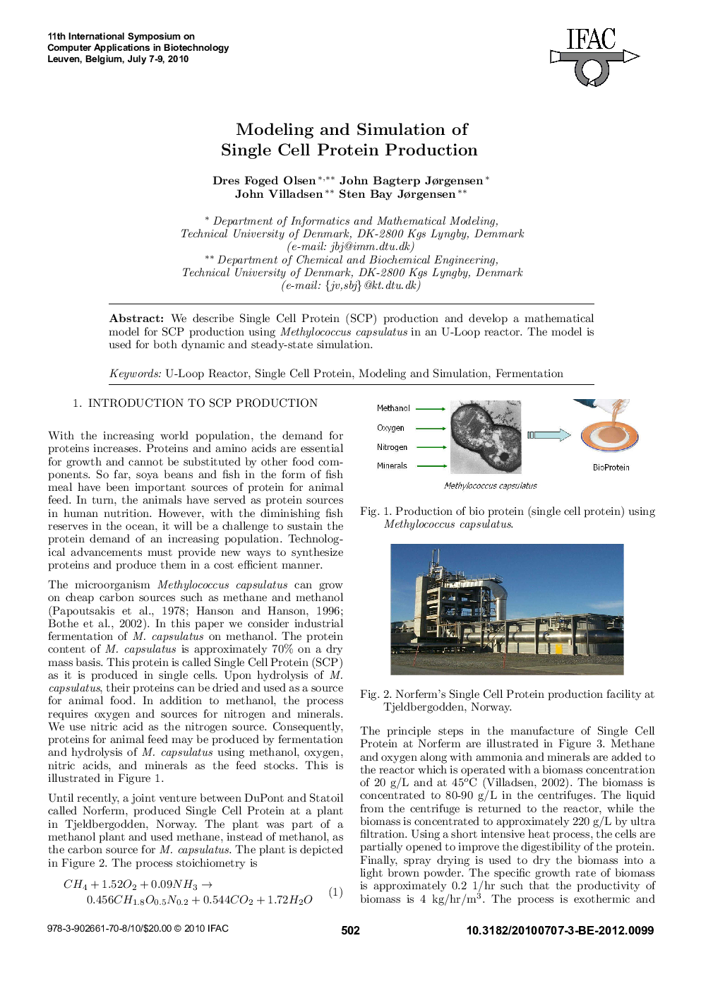 Modeling and Simulation of Single Cell Protein Production