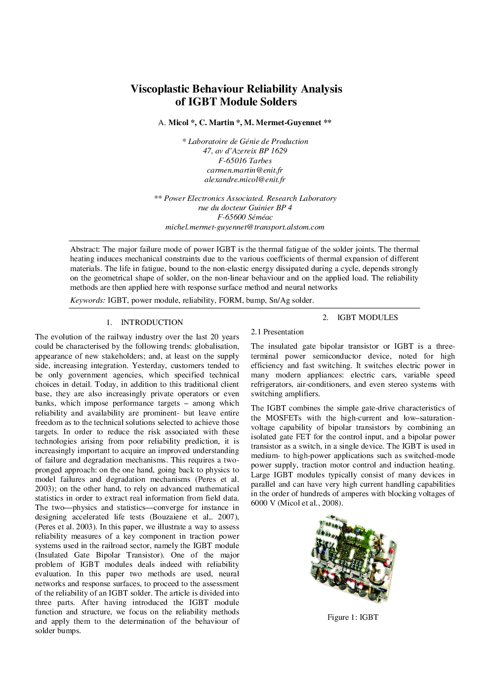 Viscoplastic Behaviour Reliability Analysis of IGBT Module Solders