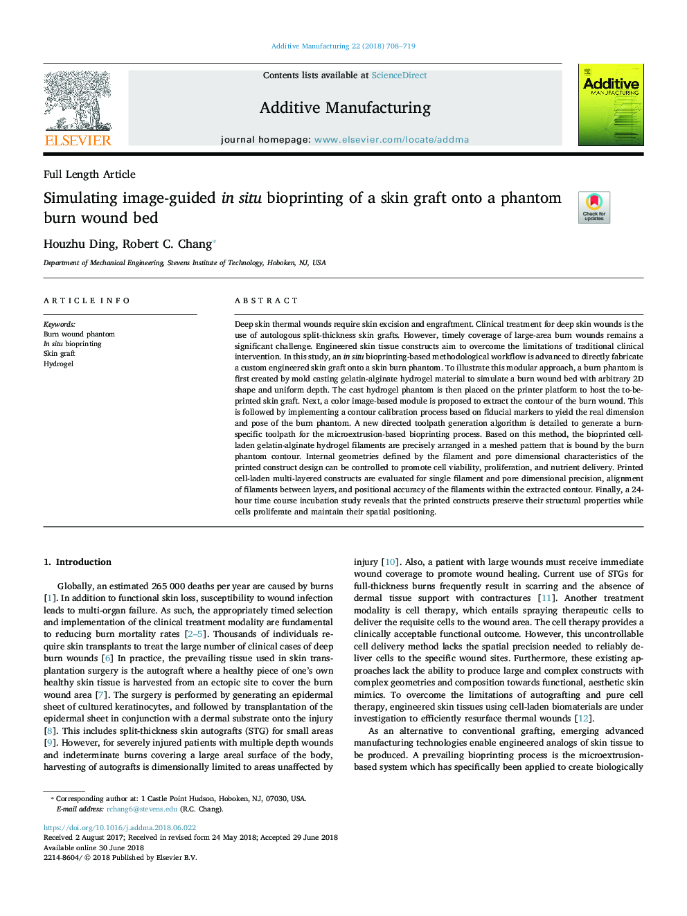 Simulating image-guided in situ bioprinting of a skin graft onto a phantom burn wound bed