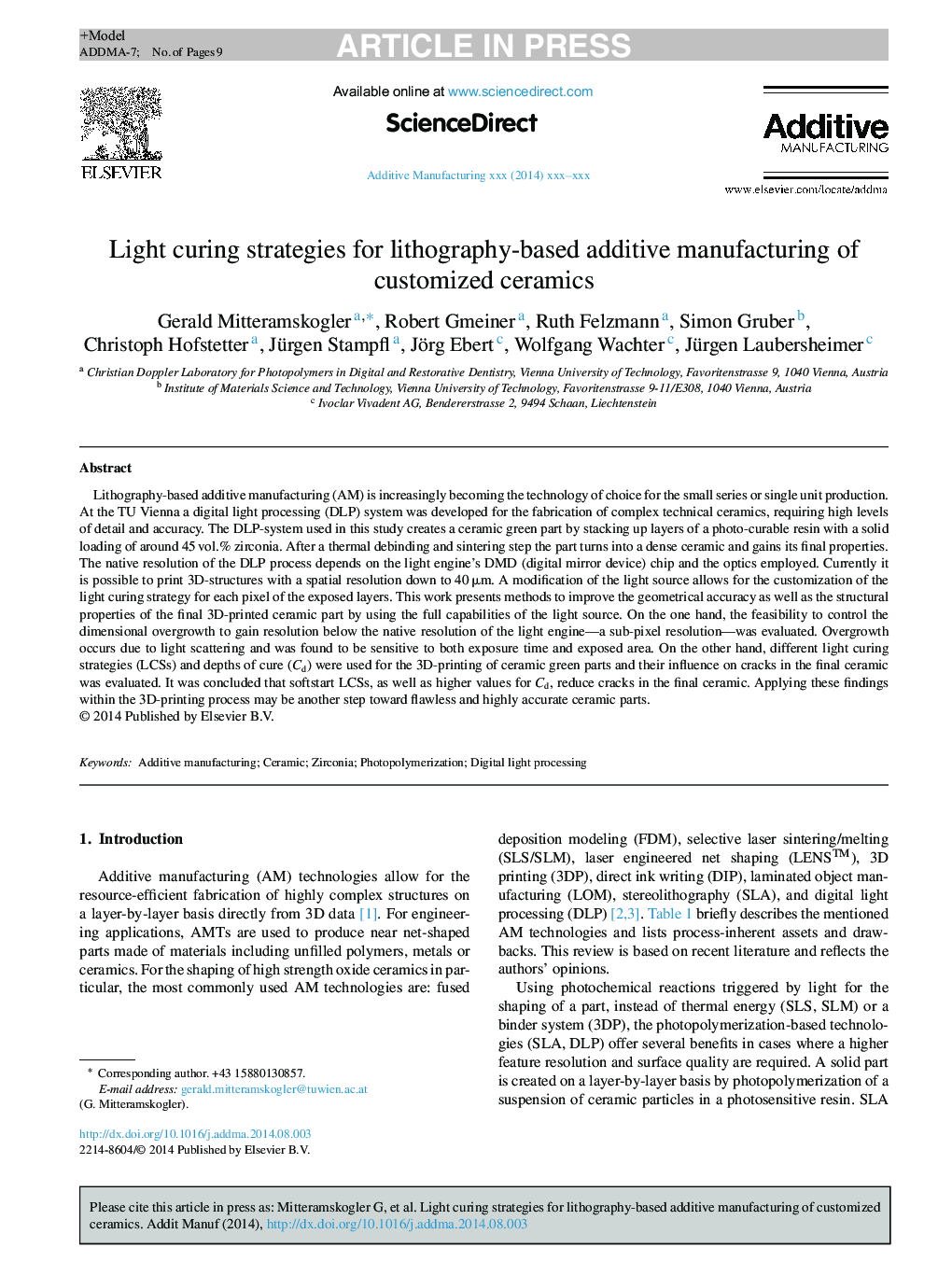 Light curing strategies for lithography-based additive manufacturing of customized ceramics