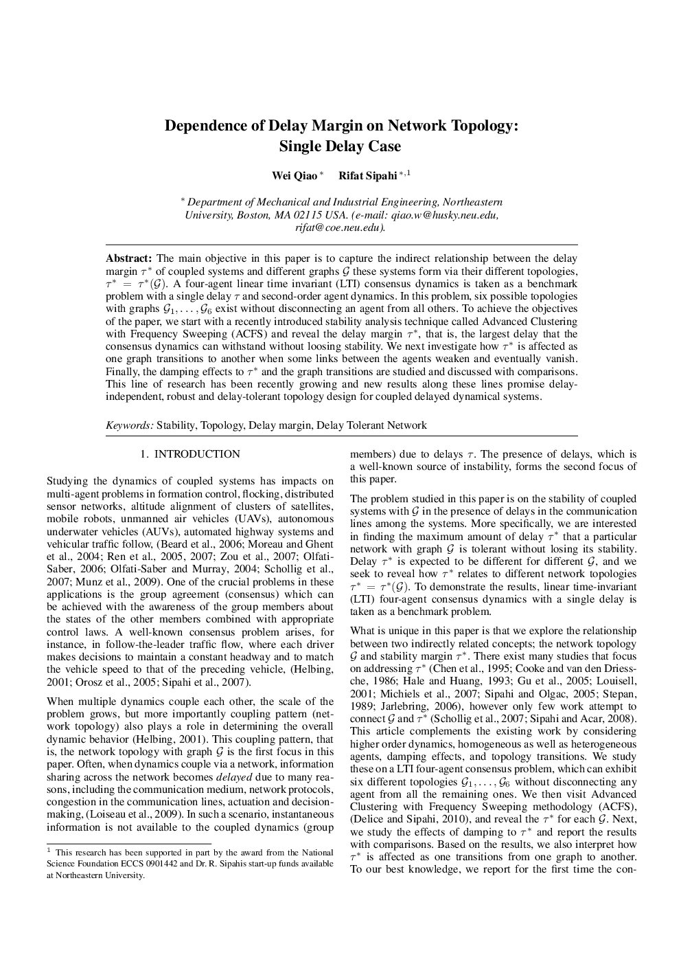 Dependence of Delay Margin on Network Topology: Single Delay Case