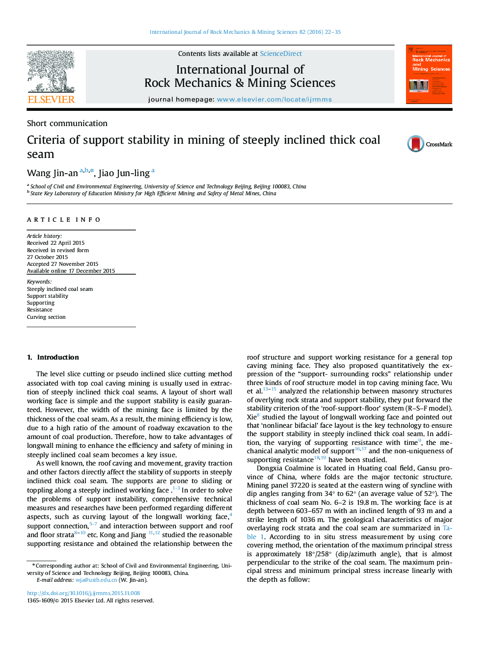 Criteria of support stability in mining of steeply inclined thick coal seam