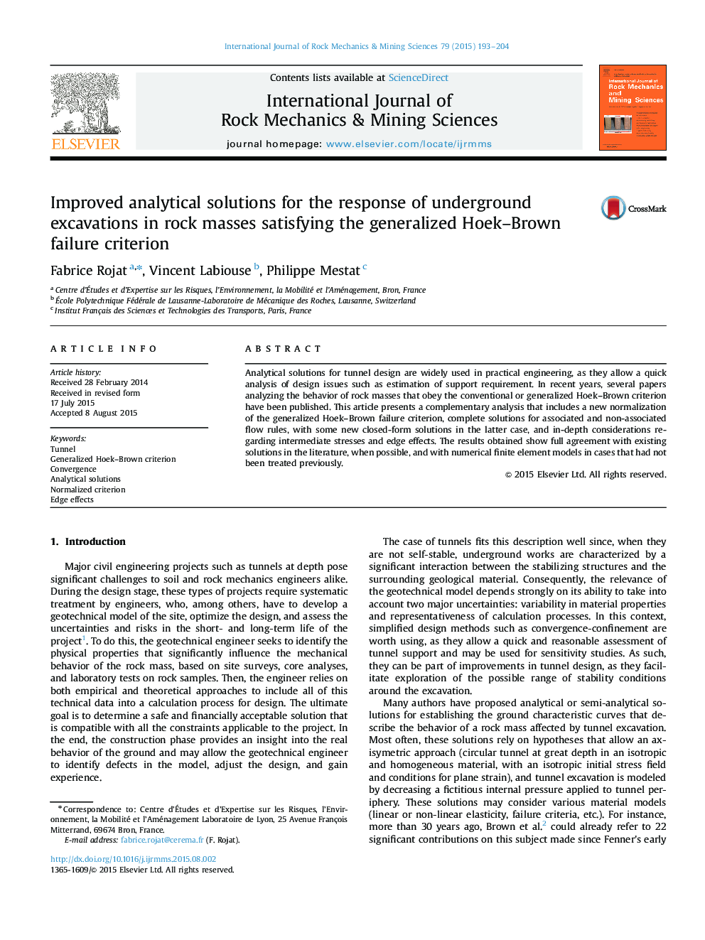 Improved analytical solutions for the response of underground excavations in rock masses satisfying the generalized Hoek-Brown failure criterion