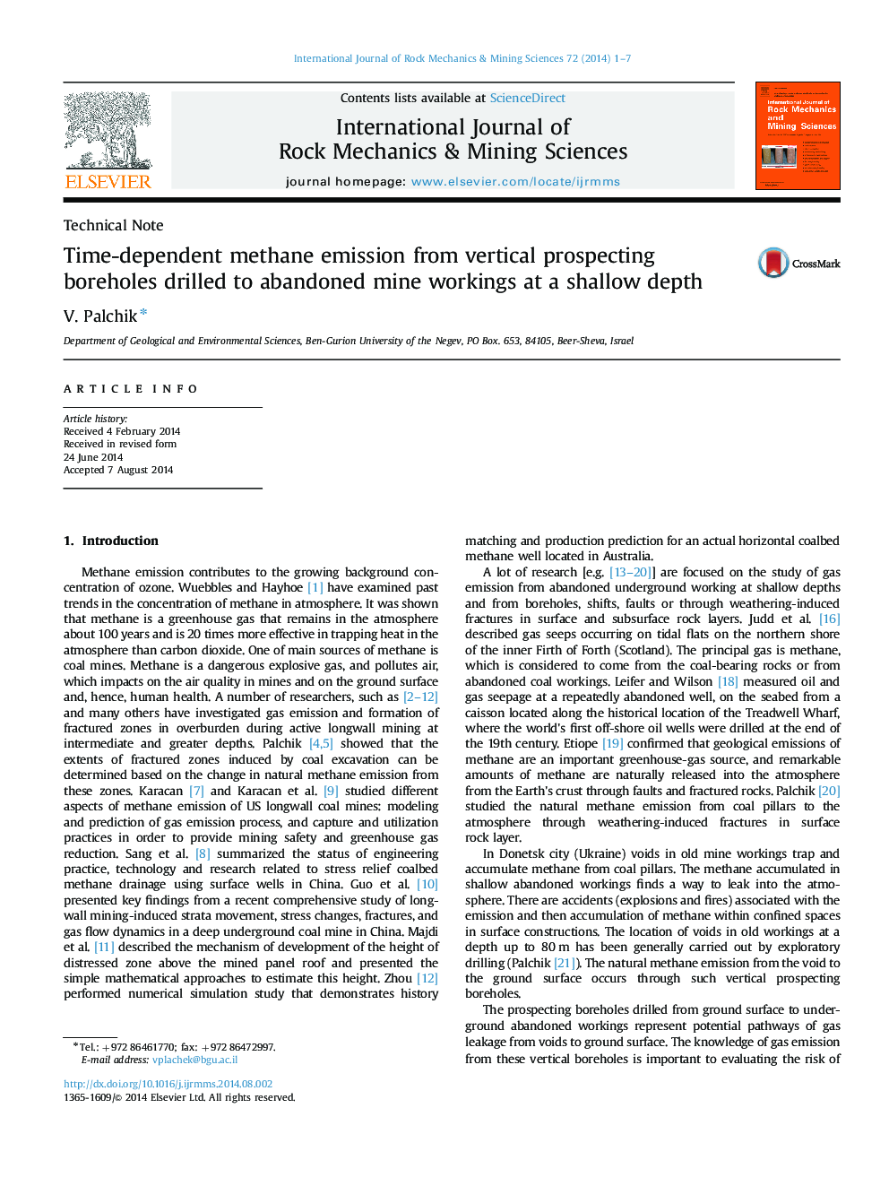 Time-dependent methane emission from vertical prospecting boreholes drilled to abandoned mine workings at a shallow depth