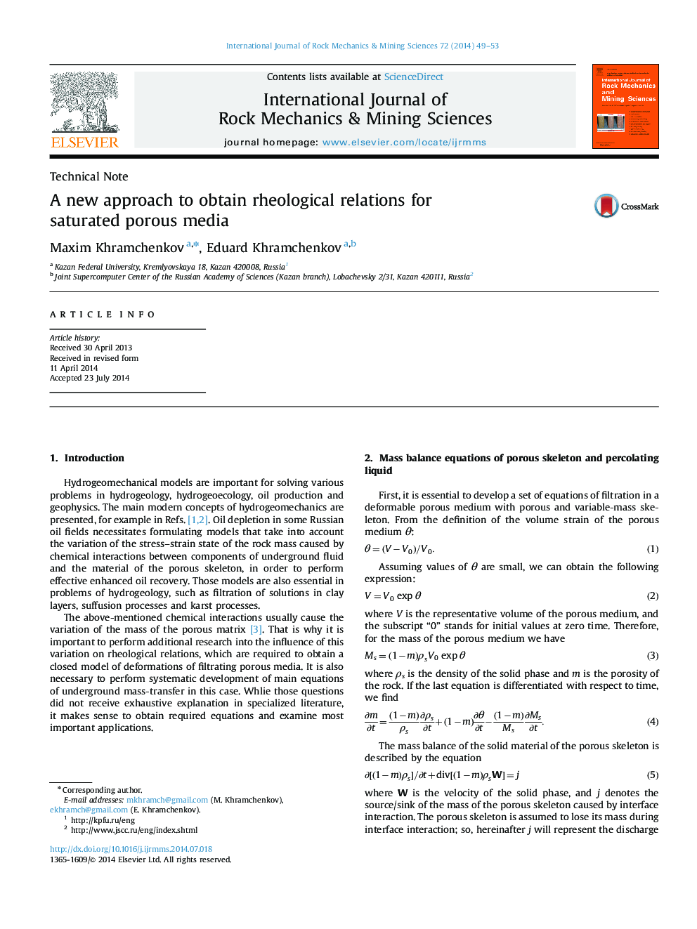 A new approach to obtain rheological relations for saturated porous media