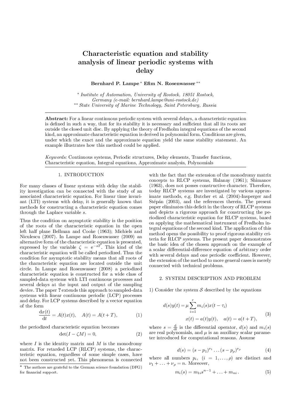Characteristic equation and stability analysis of linear periodic systems with delay 