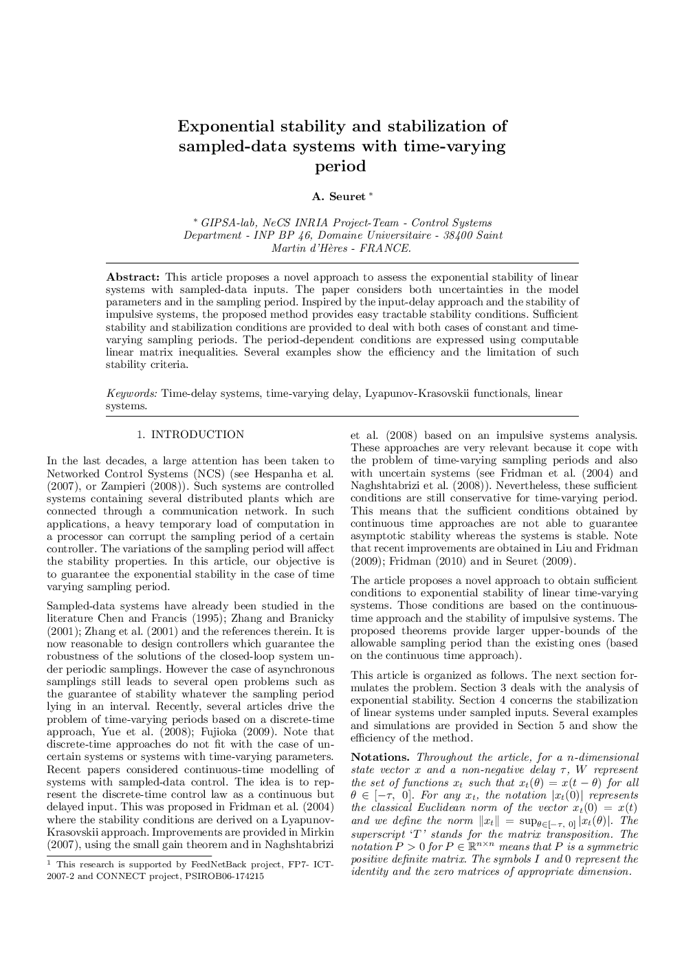 Exponential stability and stabilization of sampled-data systems with time-varying period 