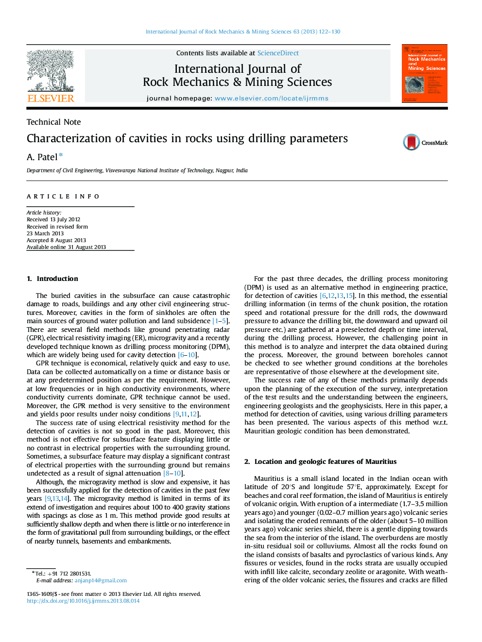 Characterization of cavities in rocks using drilling parameters