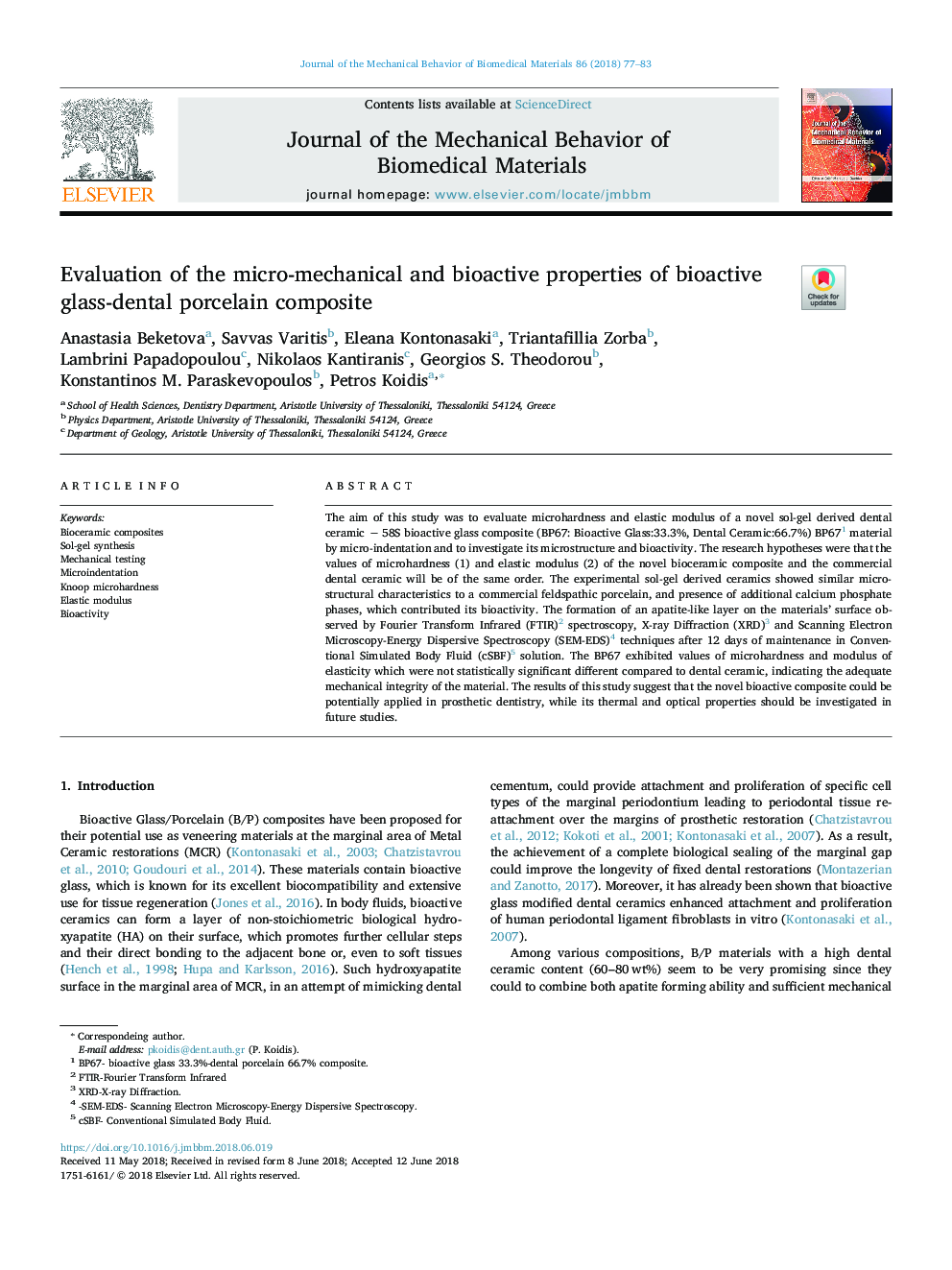Evaluation of the micro-mechanical and bioactive properties of bioactive glass-dental porcelain composite