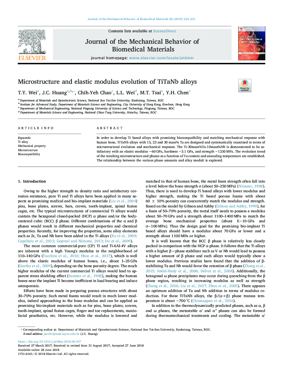 Microstructure and elastic modulus evolution of TiTaNb alloys