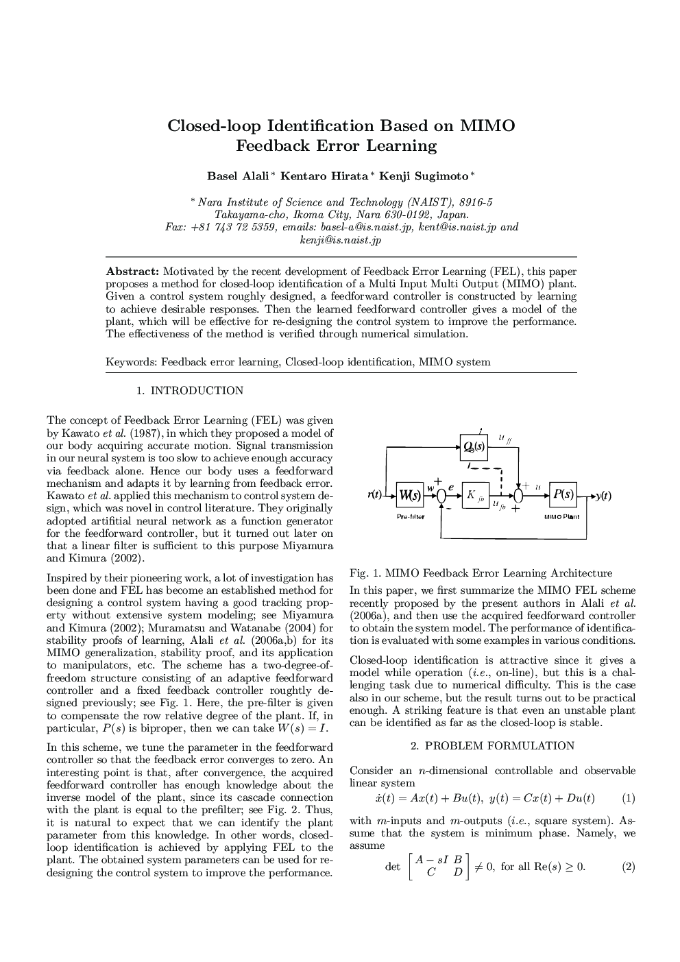 Closed-loop Identification Based on MIMO Feedback Error Learning