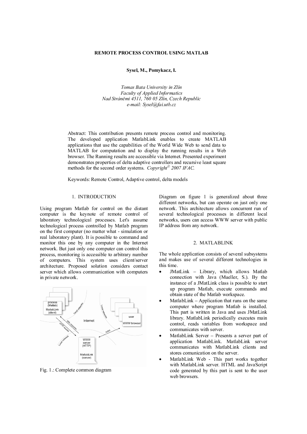 REMOTE PROCESS CONTROL USING MATLAB