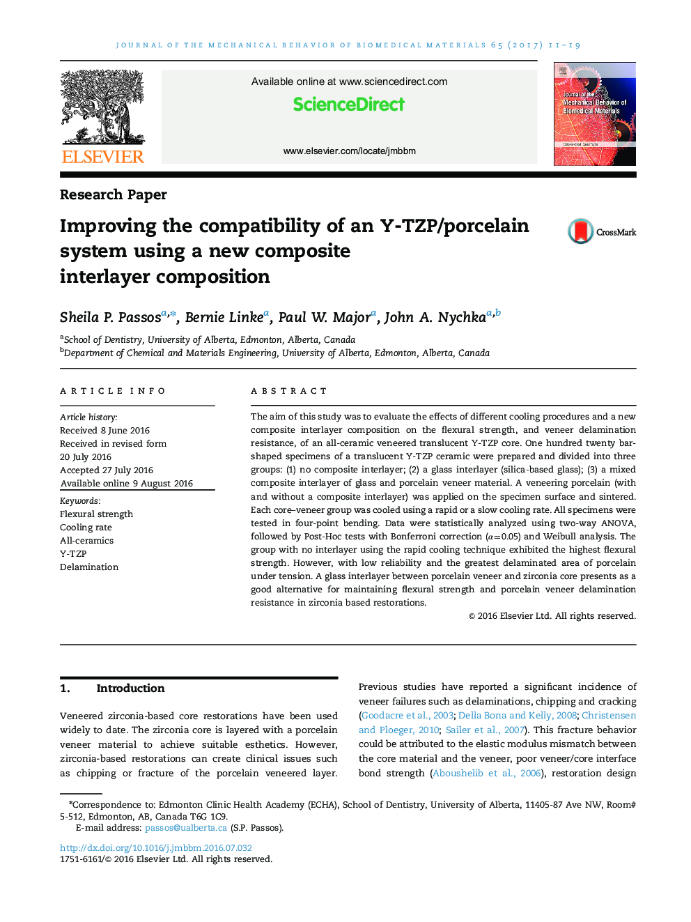 Improving the compatibility of an Y-TZP/porcelain system using a new composite interlayer composition