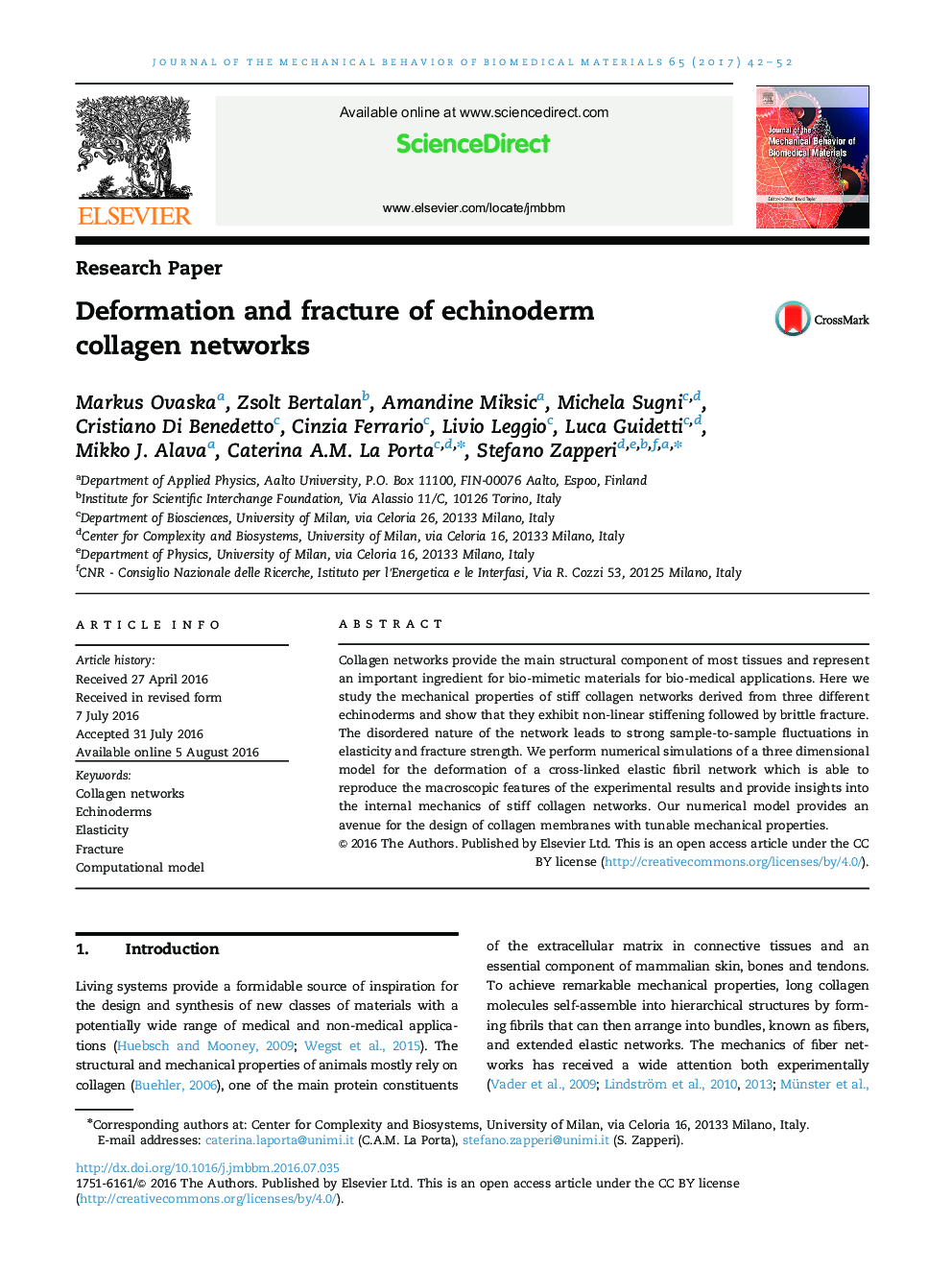 Deformation and fracture of echinoderm collagen networks